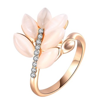 Luksusowy piękny pierścionek w kształcie liścia Renu Moda 6