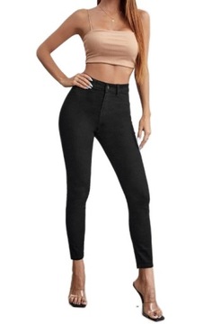 Spodnie Damskie Jeansy Dżinsy Modelujące Pushup Klasyczne Czarne Rurki Fit
