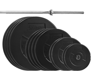 ZESTAW 80 kg OBCIĄŻENIE KRĄŻKI TALERZE Z GRYFEM PROSTYM 180CM SZTANGA