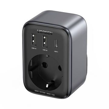 UGREEN ADAPTER PODRÓŻNY EU NA US 2XUSB-A 1XUSB-C