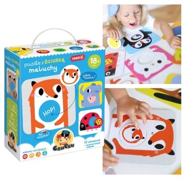 CZUCZU Moje Pierwsze Puzzle z Dziurką MALUCHY Układanki 12 Sztuk 18m+