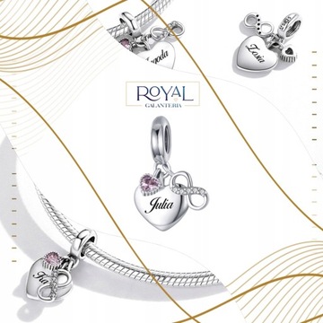 CHARMS SERCE srebro 925 NIESKOŃCZONOŚĆ GRAWER charms nieskończoność pr S925