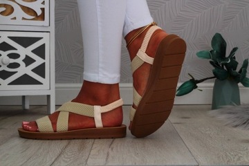 ЖЕНСКИЕ САНДАЛИИ НА РЕЗИНКЕ, ПЛОСКАЯ ПОДОШВА