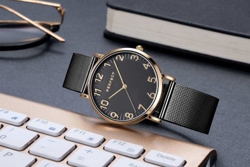 ИДЕАЛЬНЫЕ ЖЕНСКИЕ ЧАСЫ + КОРОБКА, ЧЕРНЫЕ, РОЗОВОЕ ЗОЛОТО