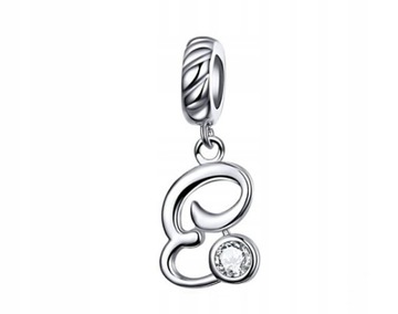 CHARMS ZAWIESZKA LITERA E Cyrkonia S925