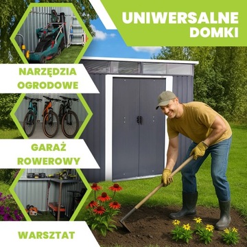 DOMEK NARZĘDZIOWY METALOWY RIBES I 193x238 CM OGRODOWA SZOPA SCHOWEK WYSOKI