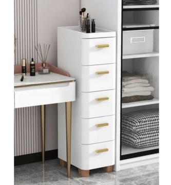 БЕЛЫЙ ШКАФ С 5 ЯЩИКАМИ, ВЫСОКАЯ УЗКАЯ ВАННАЯ КОМНАТА, КНИЖНЫЙ ШКАФ DOSMO ШИРИНОЙ 39 СМ