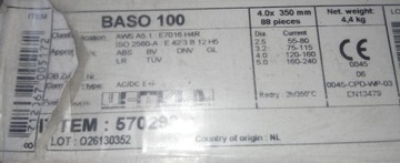 Elektrody otulone stal czarna BASO100 4,0x350 1sztuka LINCOLN
