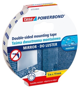 Taśma montażowa do lustra 5m x 19mm powerbond Tesa