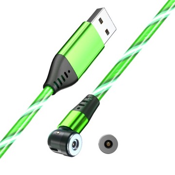 1 Metrowy Kabel Magnetyczny ŚWIECĄCY 1-pin obrotowy + 1 końcówka 4 KOLORY