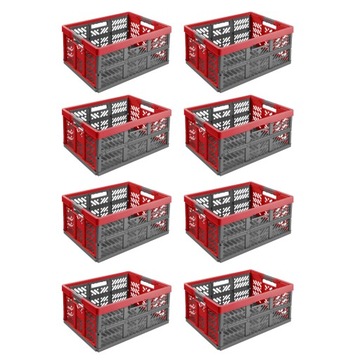 8x Kosz składany na zakupy do samochodu RED 45L