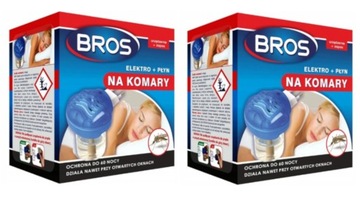 2 X BROS ELEKTROFUMIGATOR Z PŁYNEM NA KOMARY 60 NOCY OCHRONY