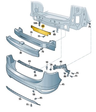 LISTWA ŚRODKOWA ZDERZAKA TYŁ SEAT ALHAMBRA SHARAN