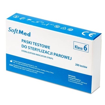SoftMed Testy PASKI TESTOWE do sterylizacji parowej KLASA 6 200szt.