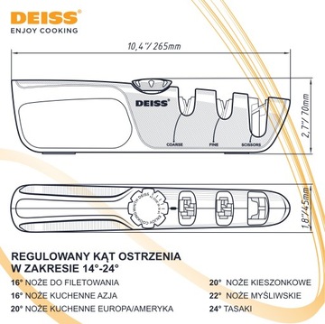 Точилка для ножей Deiss PRO с регулируемым углом наклона.