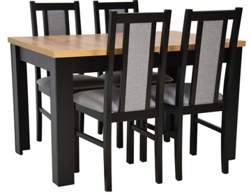 4 DREWNIANE krzesła i ROZKŁADANY stół 80x120/160