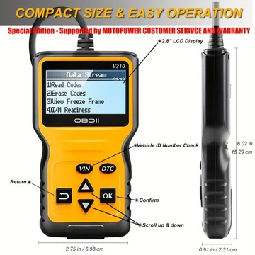 Skaner OBD2 MOTOPOWER MP69033: Błyskawicznie diagnozuj usterki silnika w