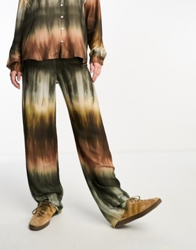 Pull&Bear Kolorowe spodnie we wzór tie-dye z efektem ombre XL