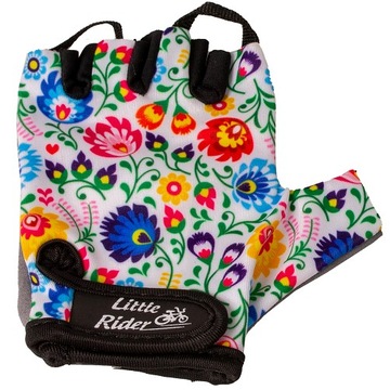 Rękawiczki Rowerowe DZIECIĘCE bez Palców XXS Little Rider FLOWERS