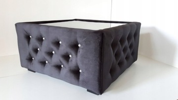 Журнальный столик Н5, мягкая стеклянная скамейка 80х80