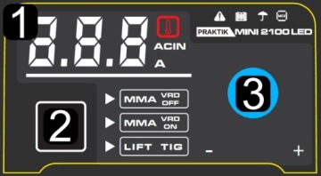 ЭЛЕКТРОДНЫЙ ИНВЕРТОРНЫЙ СВАРОЧНЫЙ АППАРАТ 145А 230В MMA TIG PRAKTIK2100LED