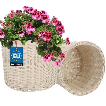 2x OSŁONKA WIKLINOWA NATURALNA DONICZKA PLECIONA KOSZYK KWIATY ROŚLINY Fi33
