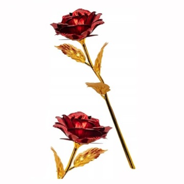 Красно-золотая роза в подарочной упаковке на Рождество и особые случаи.