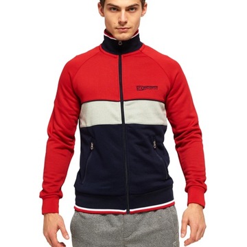 Bluza SUPERDRY męska z kapturem dresowa sportowa czerwono granatowa r. M