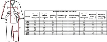 ЧЕРНОЕ КИМОНО ДЛЯ КАРАТЭ 8 УНЦИЙ + ПОЯС 120 см