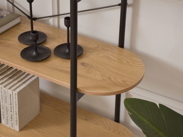 МОДНАЯ КОНСОЛЬ 120 LOFT НИЗКИЙ КНИЖНЫЙ ШКАФ 99СМ С ПОЛКАМИ INGRID, ДУБ, ЧЕРНАЯ РАМА