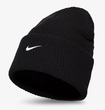 Nike Czapka Zimowa Uniwersalna na Prezent Męska Damska Czarna Metal Swoosh