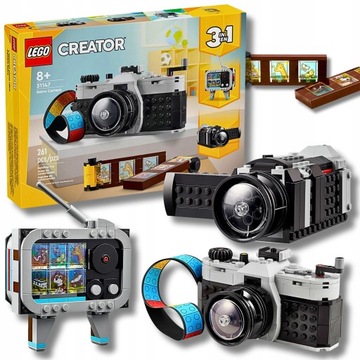 LEGO CREATOR ZESTAW KLOCKÓW 3w1 APARAT KAMERA TELEWIZOR STYL RETRO KLOCKI