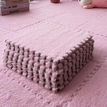 12pcs Plush Puzzle Foam Floor Mat for Parlor Bedroom Decoration
