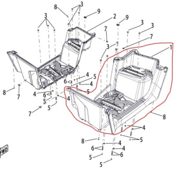 LEWY PODNÓŻEK PODEST STOPIEŃ PLASTIKOWY Quad ATV Linhai Landforce 650L OEM!