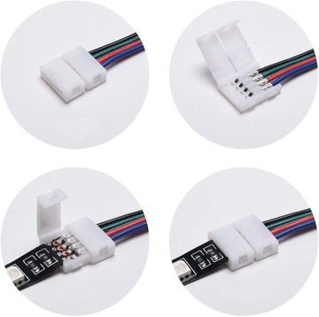 РАЗЪЕМ ДЛЯ RGB СВЕТОДИОДНЫХ ЛЕНТ 10мм 4 PIN 15см ДВУХСТОРОННИЙ
