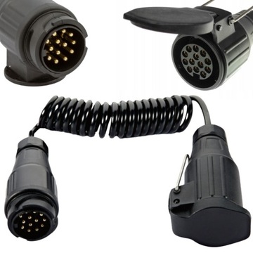 PRZEWÓD KABEL SPIRALNY DO PRZYCZEP WTYCZKA I GNIAZDO 13PIN/ŻYŁ 1,5M E1384