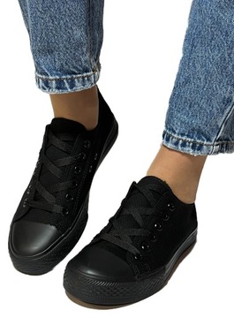 Trampki Damskie Buty Tenisówki Klasyczne Czarne 37