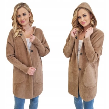 SWETER ALPAKA KAPTUR WEŁNA KOLORY OVERSIZE