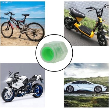 Люминесцентные колпачки на клапаны, светящиеся в ночное время, 4 шт. Зелёные.