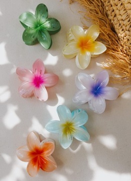 ZESTAW Klamra klamerka spinka do włosów DUŻA kwiat hawajski hibiskus 5 szt