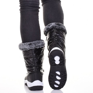 СНЕЖНЫЕ БОТИНКИ ЖЕНСКИЕ, ВЫСОКИЕ, УТЕПЛЕННЫЕ, ЧЕРНЫЕ ЗИМНИЕ БОТИНКИ