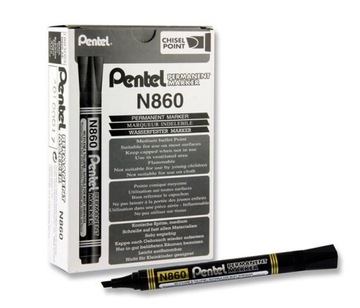 MARKER PENTEL N860 ŚCIĘTY CZARNY 12 sztuk