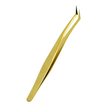 PĘSETA zakrzywiona złota DO stylizacji przedłużania RZĘS kępek ozdób
