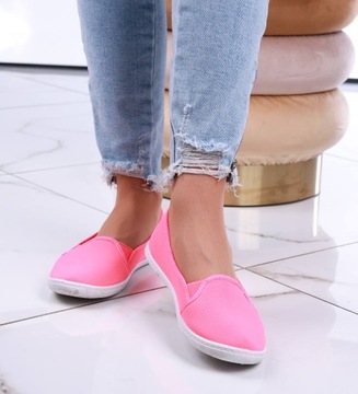 RÓŻOWE DAMSKIE TENSIÓWKI SLIP ON BUTY 13145 39