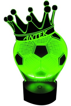 LAMPKA 3D LED Z PILOTEM PIŁKA Z KORONĄ Z IMIENIEM