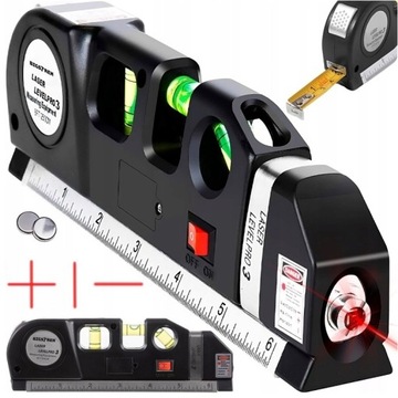 POZIOMICA LASEROWA Z MIARKĄ 250CM LASER 3 LIBELKI