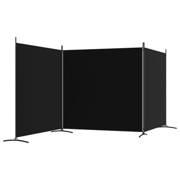 PARAWAN POKOJOWY 3-PANELOWY CZARNY 525X180CM TKANINA