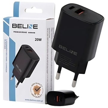 ŁADOWARKA SIECIOWA USB C + USB A 20W PD QC SZYBKA MOCNA FAST CHARGE