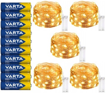 LAMPKI DRUCIKI 20 LED + BATERIE BIAŁE CIEPŁE 10 metrów Łańcuch świetlny