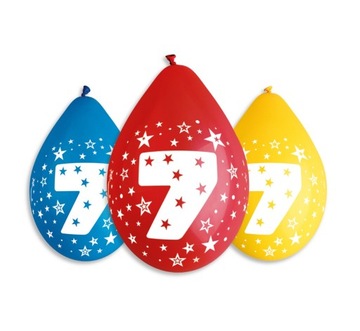 BALONY 7 NA siódme URODZINY 5szt kolorowe 33cm